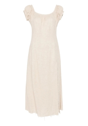 Elena Velez frayed midi dress - Neutrals
