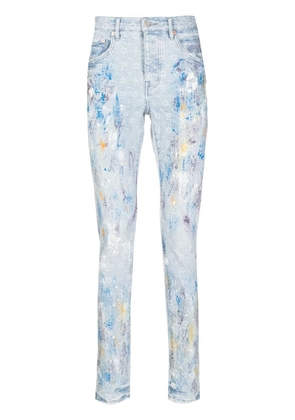 Purple Brand paint-splattered slim jeans - Blue