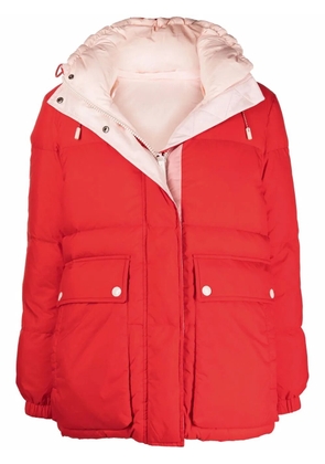 Yves Salomon logo-print padded coat - Red