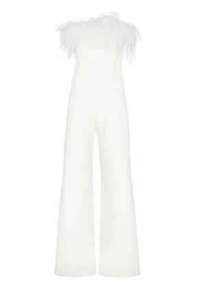 16Arlington Taree feather-trim strapless jumpsuit - White