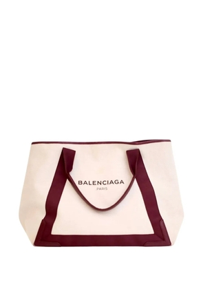 Balenciaga Pre-Owned 2015 Canvas Navy Cabas M tote bag - White