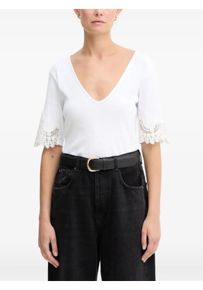 TWINSET V-neck lace-detail T-shirt - White