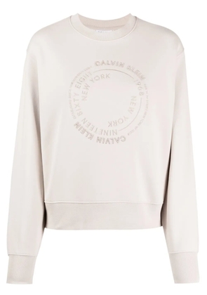 Calvin Klein logo-embroidered cotton sweatshirt - Brown