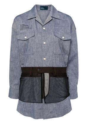 Kolor tulle-embellished chambray shirt - Blue