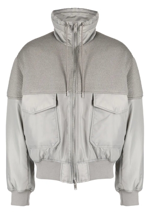 FIVE CM logo-appliqué knitted-panel bomber jacket - Grey