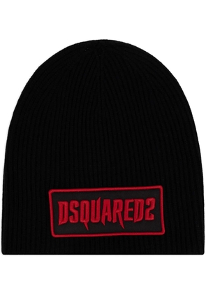 DSQUARED2 logo-appliqué wool beanie - Black