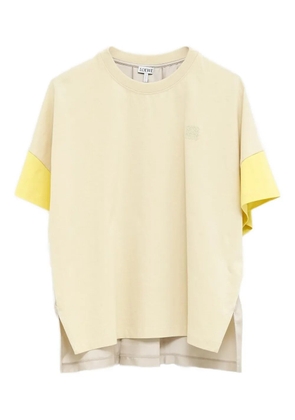 LOEWE Anagram-embroidered panelled T-shirt - Neutrals