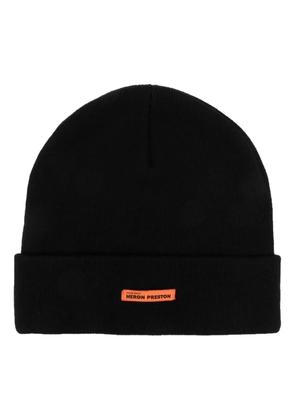 Heron Preston logo-tag wool beanie - Black