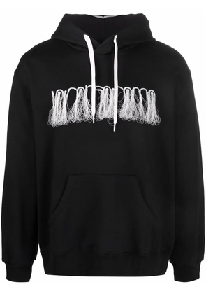Doublet fringe embroidered cotton hoodie - Black