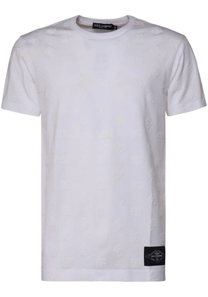 Dolce & Gabbana logo-flocked cotton T-shirt - White