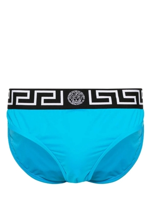 Versace logo-print strap swim trunks - Blue