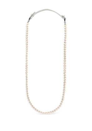 OBSIDIAN pearl leather necklace - White