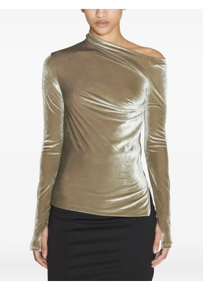 Helmut Lang draped velvet top - Green