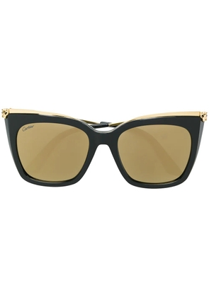 Cartier Eyewear panther head oversized sunglasses - Black