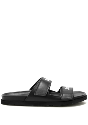 Palm Angels logo leather sandals - Black