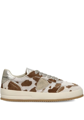 Philippe Model Paris cow-print leather sneakers - White