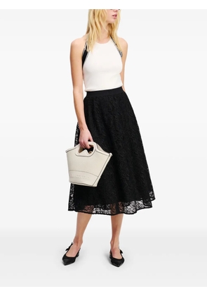 Karl Lagerfeld floral-embroidered skirt - Black