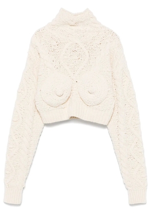 Jean Paul Gaultier conical-bra detail cropped sweater - White