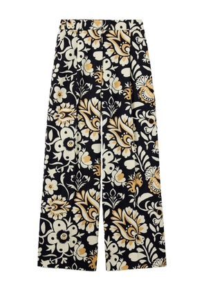 La DoubleJ floral-print pleated trousers - Blue