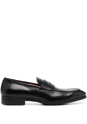 Santoni polished leather penny loafers - Black