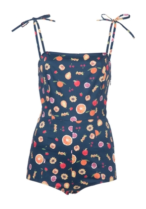 Lhd tie-strap printed bodysuit - Blue