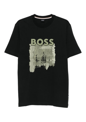 BOSS logo-print graphic T-shirt - Black