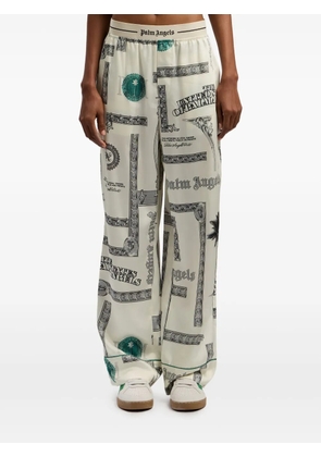 Palm Angels dollar-print elasticated pajama-style pants - Neutrals