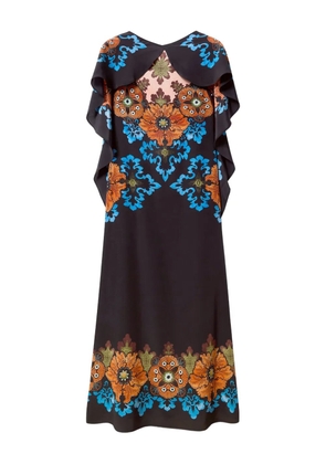 La DoubleJ floral-print midi day dress - Black