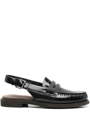 Brunello Cucinelli leather slingback loafers - Black