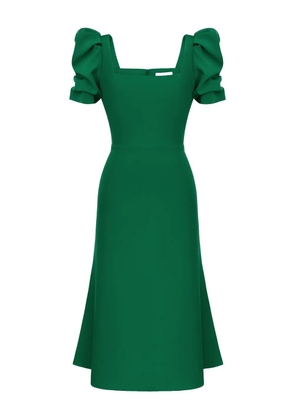 POST MERIDIEM puff-sleeve square-neck midi dress - Green