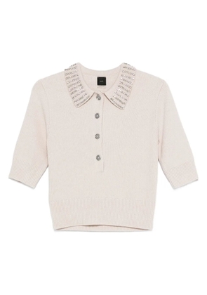PINKO embellished polo-neck top - Grey
