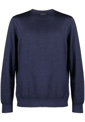 Fay logo-tag crew-neck jumper - Blue