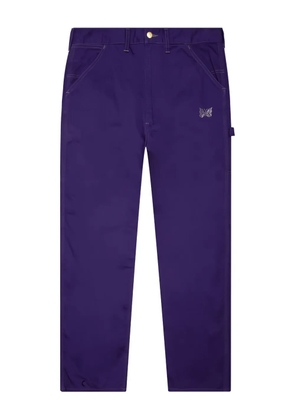 Needles butterfly-embroidered twill trousers - Purple