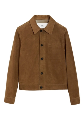 AMI Paris Ami De Coeur leather buttoned jacket - Brown