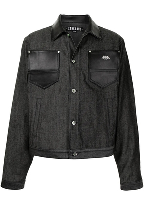 Sankuanz leather-trimmed denim jacket - Black