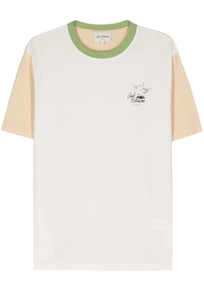 CAFÉ KITSUNÉ Café Kitsuné-print colourblock T-shirt - Neutrals