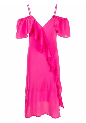 Gold Hawk ruffle-detail V-neck dress - Pink