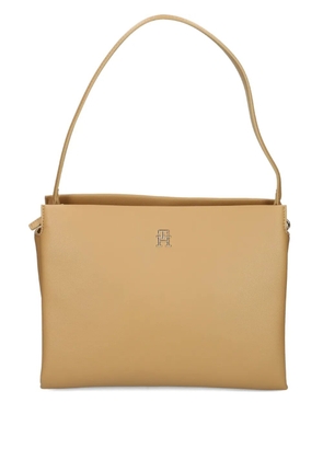 Tommy Hilfiger logo-embossed leather shoulder bag - Neutrals