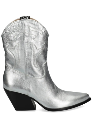 Elena Iachi 70mm metallic leather cowboy boots - Silver