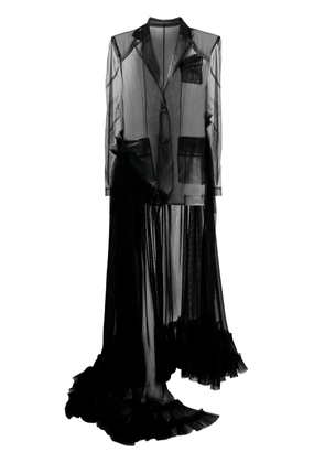 ACT Nº1 ruffle-detailing sheer coat - Black