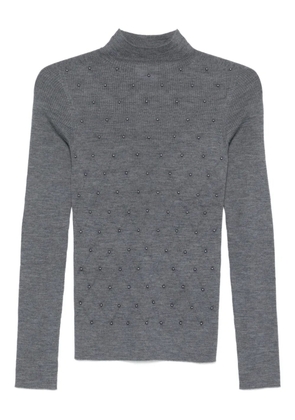 LIU JO embellished mock-neck wool top - Grey