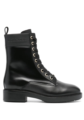 Calvin Klein logo-plaque leather boots - Black