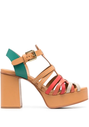 See by Chloé peep-toe 100mm leather sandals - Neutrals