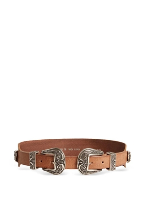 Golden Goose double-buckle leather belt - Brown