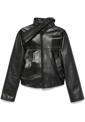 ALAINPAUL scarf-collar leather jacket - Black