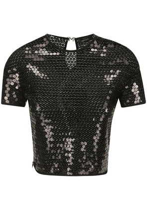 Mugler short-sleeved sequinned blouse - Black
