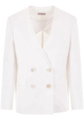 Alberto Biani double-breasted collarless blazer - White