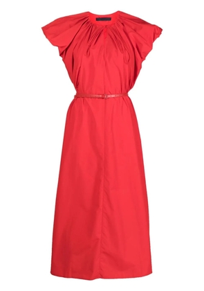 Juun.J puff-sleeve gathered midi-dress