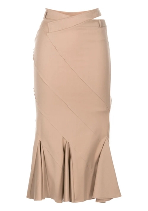 ANDREĀDAMO flared-hem flannel midi skirt - Brown