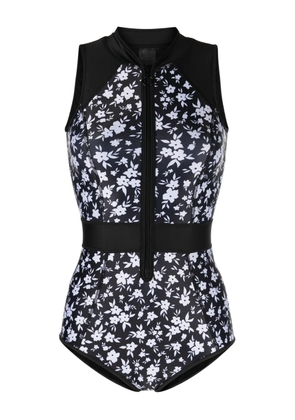 Duskii floral-print zip-up swimsuit - Black